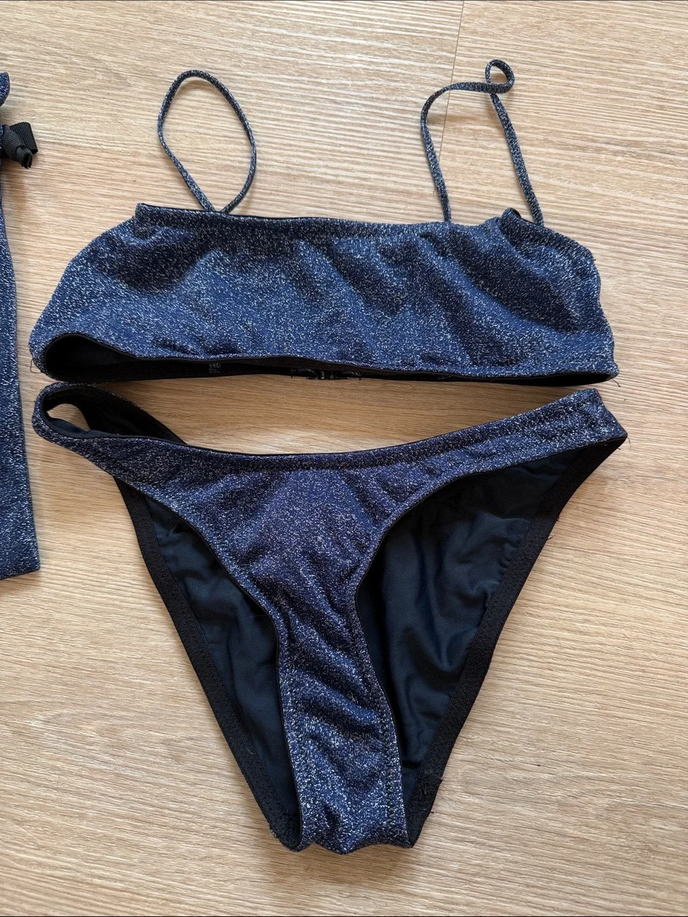 triangl swimwear Navy Shimmer Bikini Set with Pouch